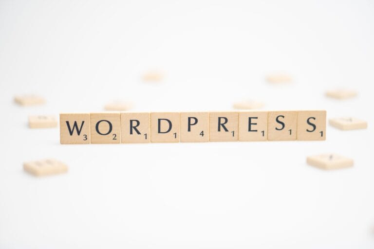 WORDPRESS word written on white background. WORDPRESS text on white